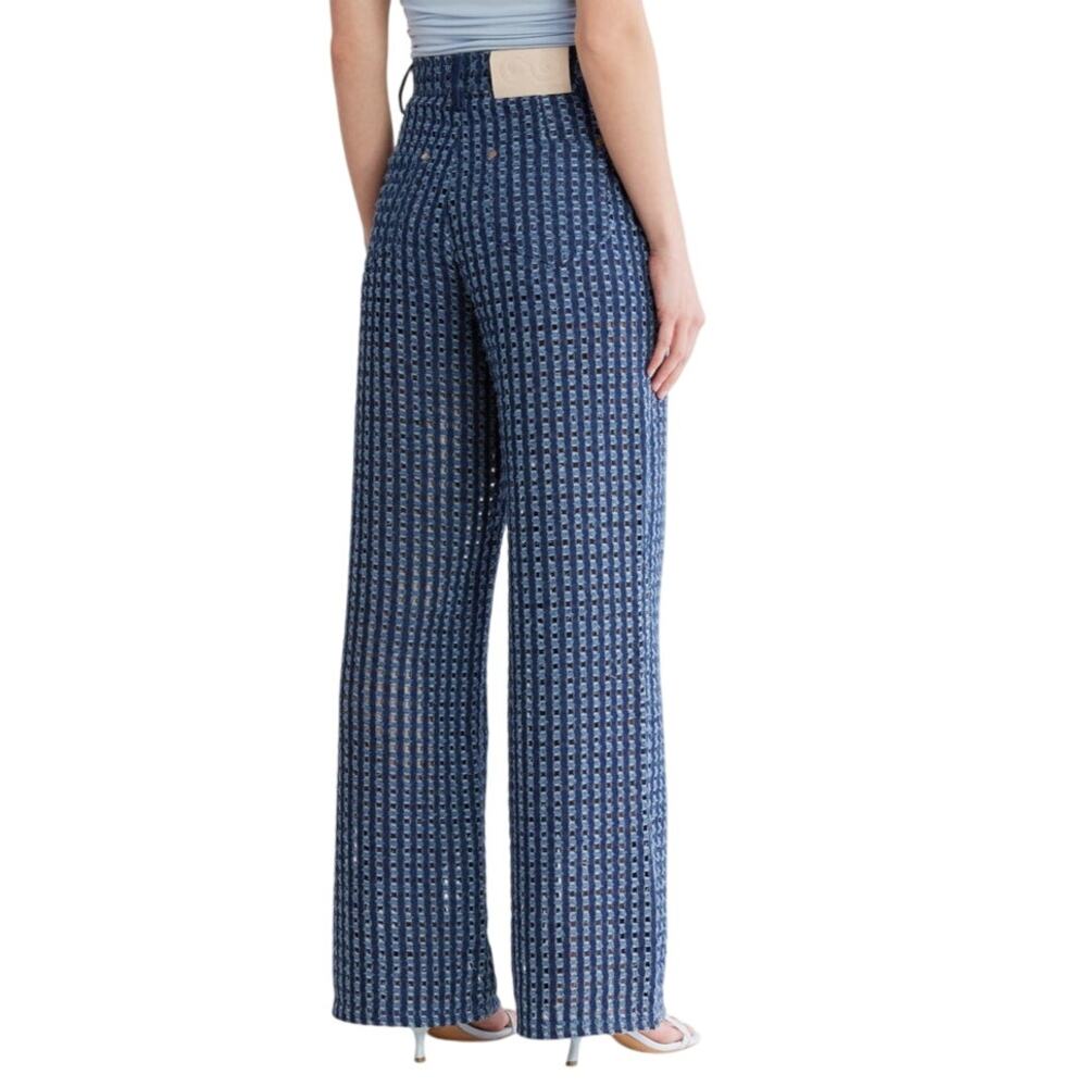 Cult Gaia Katya wide leg laser cut Pants blue size 23 DEFECT - Picture 11 of 11